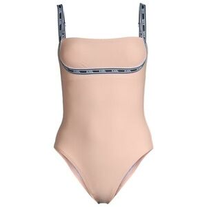 NEW Karl Lagerfeld Designer One Piece Swimsuit Nude Blush Pink Women’s Size XL